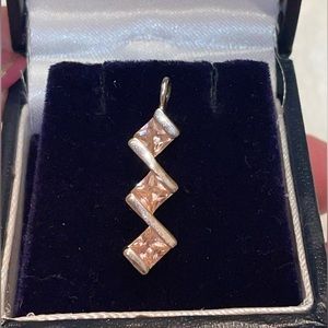 Sterling Silver Pink CZ princess pendant